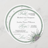 アザミの花　信仰　希望　愛　結婚式招待状 招待状 (正面/裏面)