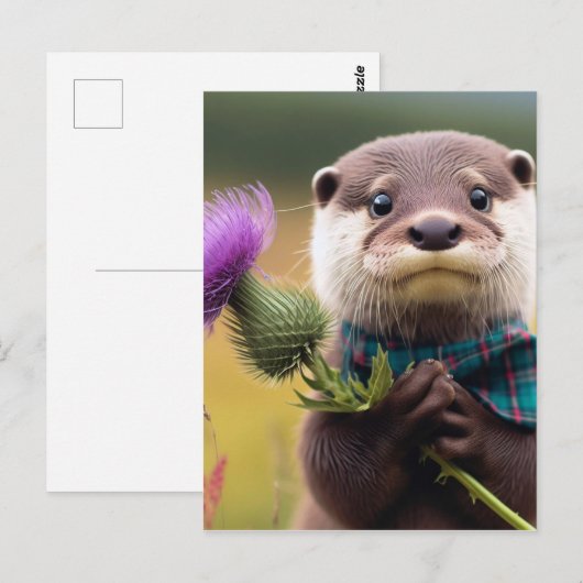 アザミを持つカワウソ ポストカード (正面/裏面)