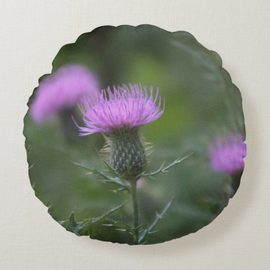 アザミ花枕 ラウンドクッション (正面)
