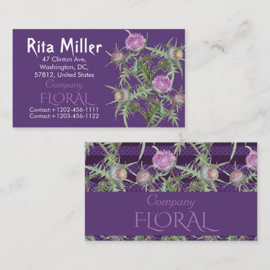 アザミ花 名刺 (正面/裏面)