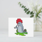 アザラシが傘をさす ポストカード (スタンド正面)