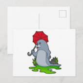 アザラシが傘をさす ポストカード (正面/裏面)