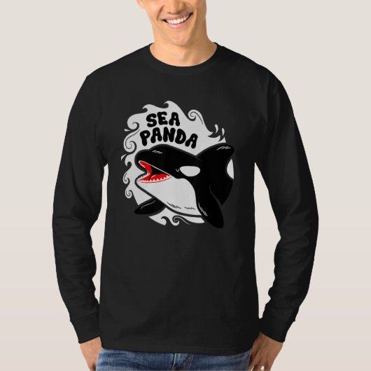アザラシで竹を置き換えたシー・パンダ・シャチ Tシャツ (正面)