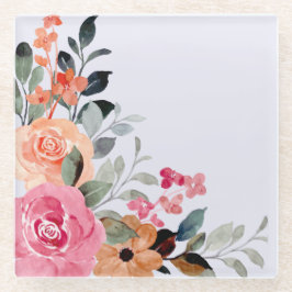 アザラシとウォーターのカラーフローラブーケコースター ガラスコースター