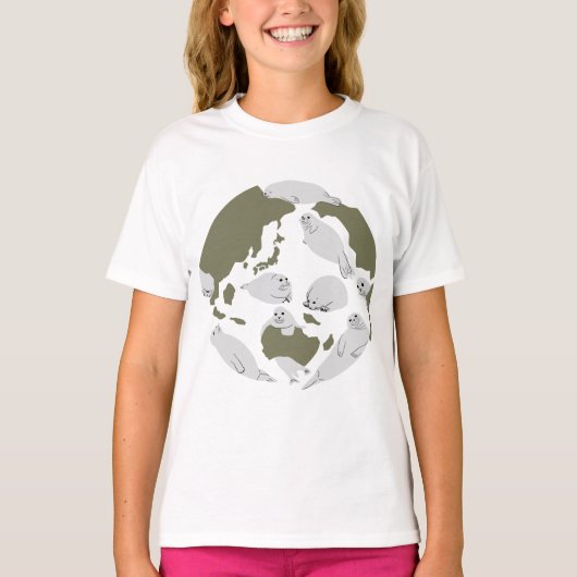 アザラシと一緒に地球を守ろう Tシャツ (正面)