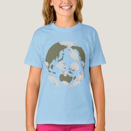 アザラシと一緒に地球を守ろう Tシャツ (正面)