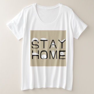 アザラシと一緒に家にいよう（STAY HOME WITH SEAL） プラスサイズTシャツ