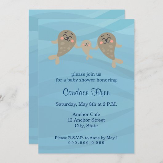 アザラシのベビーシャワー招待状 招待状 (正面/裏面)