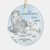 アザラシの家族 6人家族 クリスマス セラミックオーナメント (左)