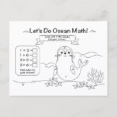 アザラシの海の算数塗り絵ポストカード ポストカード (正面)