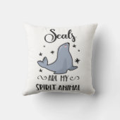 アザラシは私の霊獣かわいいシール好き クッション (裏面)