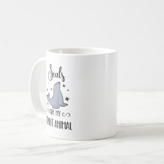 アザラシは私の霊獣かわいいシール好き コーヒーマグカップ (正面左)