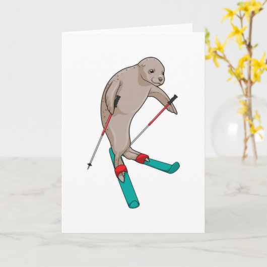 アザラシスキーヤー カード (黄色い花)