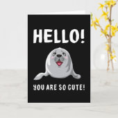 アザラシ海洋生物アニマルシールシーライオン恋人ギフトアイディア カード (黄色い花)