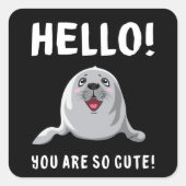 アザラシ海洋生物アニマルシールシーライオン恋人ギフトアイディア スクエアシール (正面)