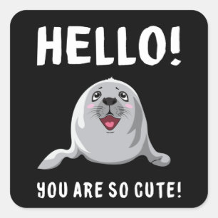 アザラシ海洋生物アニマルシールシーライオン恋人ギフトアイディア スクエアシール