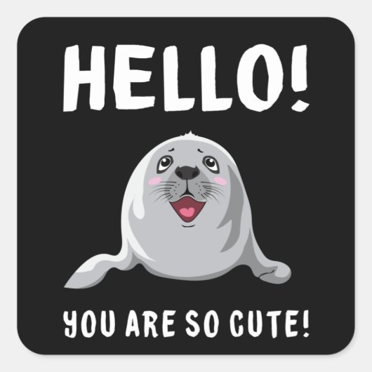 アザラシ海洋生物アニマルシールシーライオン恋人ギフトアイディア スクエアシール (正面)