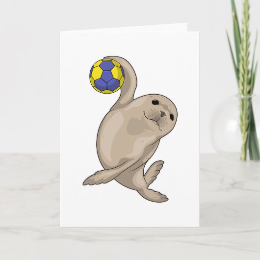 アザラシ ハンドボール選手 ハンドボール カード (正面)