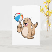 アザラシ 水 水球 カード (黄色い花)