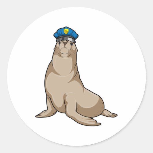 アザラシ 警官 ラウンドシール (正面)