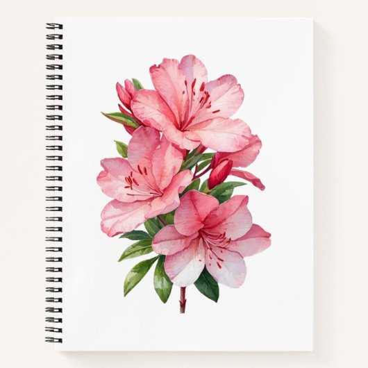 アザレアの花の水彩画 ノートブック (正面)