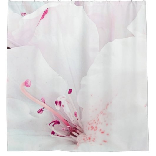 *~*アザレアアー絵画トの花白ピンク シャワーカーテン (正面)