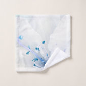 *~*アザレアア絵を描ートの花ホワイトティール(緑がかった色)ブルー バスタオルセット (ウォッシュタオル)