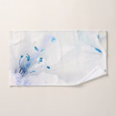 *~*アザレアア絵を描ートの花ホワイトティール(緑がかった色)ブルー バスタオルセット (ハンドタオル)