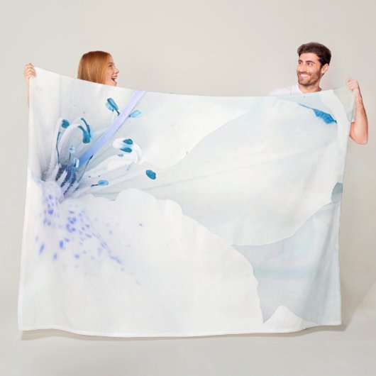 *~*アザレアア絵画ートの花ホワイトティール(緑がかった色) フリースブランケット (インサイチュ)