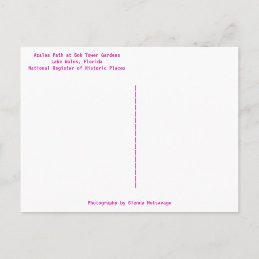 アザレアパスボックタワーガーデンズレイクウェールズ ポストカード (裏面)