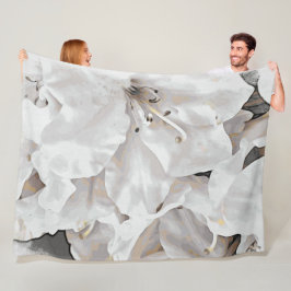 *~*アザレ素朴アグランジフラワーホワイトニュートラル フリースブランケット