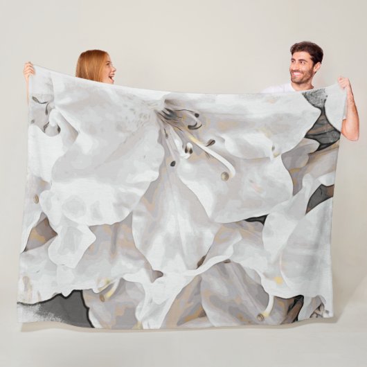 *~*アザレ素朴アグランジフラワーホワイトニュートラル フリースブランケット (インサイチュ)