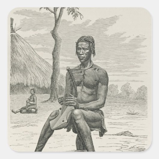 アザンデやナイアムニャムのハープ奏者 スクエアシール (正面)