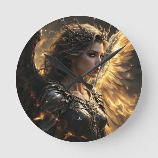 アシェンライト：シャドーフレームセラフ ラウンド壁時計 (正面)