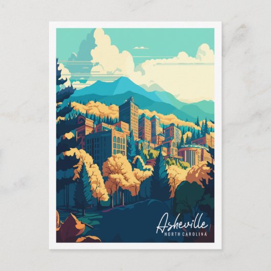 アシェヴィルノースカロライナのヴィンテージ旅行 ポストカード (正面)