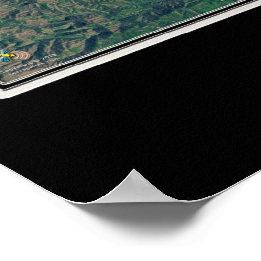 アシェヴィルノースカロライナ宇宙衛星地図 ポスター (角)