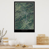 アシェヴィルノースカロライナ宇宙衛星地図 ポスター (キッチン)