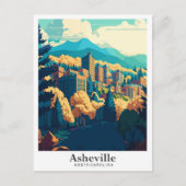 アシェヴィルノースカロライナ旅行アートヴィンテージ ポストカード (正面)