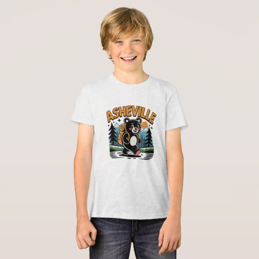 アシェヴィルブラックベアーハイキング漫画 トライブレンドTシャツ (正面全面)