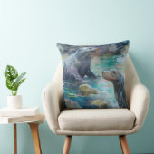 アシカが岩の上に座ってティール（緑がかった色） クッション (椅子)