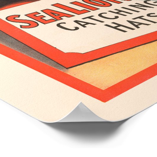 アシカが帽子を取るサーカスのポスター ポスター (角)