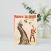 アシカが帽子を取るサーカスのポスター ポストカード (スタンド正面)