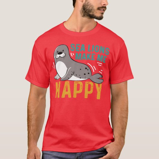 アシカのイラスト 海洋生物学者のギフト 懐かし風 Tシャツ (正面)