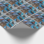 アシカのトラック帽のモザイク写真 ラッピングペーパー (角)