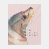 アシカの動物の芸術| Ohこんにちはそこに フリースブランケット (正面)