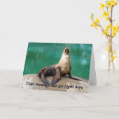 アシカの挨拶状 カード (黄色い花)