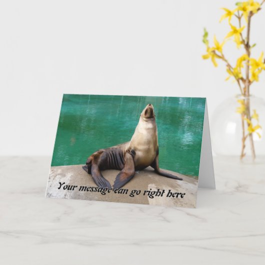 アシカの挨拶状 カード (黄色い花)