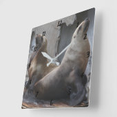 アシカの正方形の時計 スクエア壁時計 (傾斜)