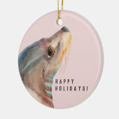アシカの水彩画のイラストレーション|の幸せな休日 セラミックオーナメント (左)