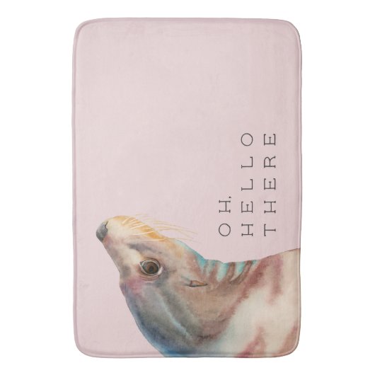 アシカの水彩画の芸術|こんにちはそこに バスマット (正面縦)